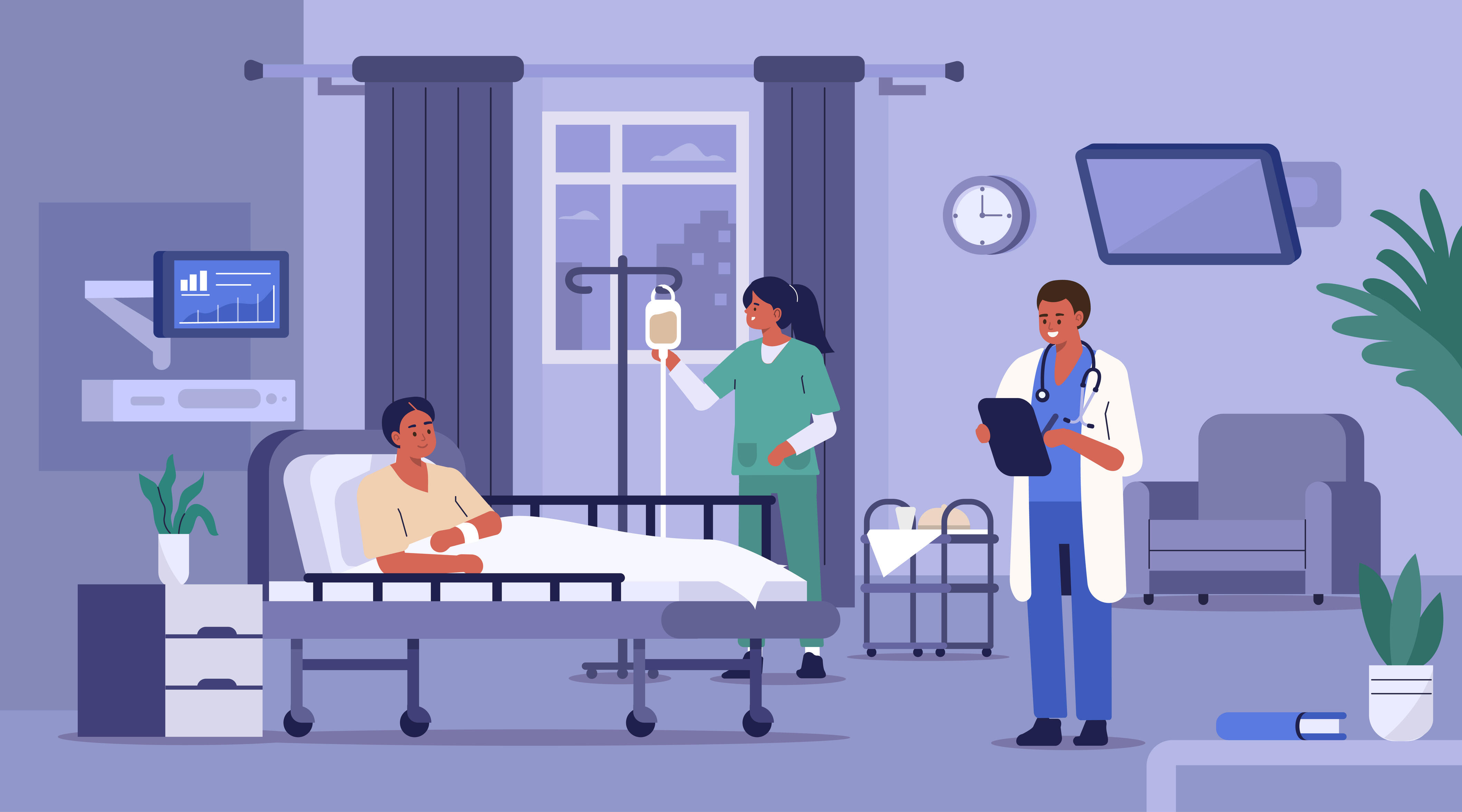 Patient in hospital stock illustration